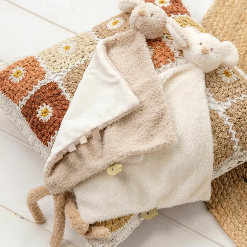 Maxi doudou attache sucette Teddy Souris Ecru