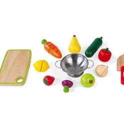 Maxi set de fruits et légumes en bois à découper