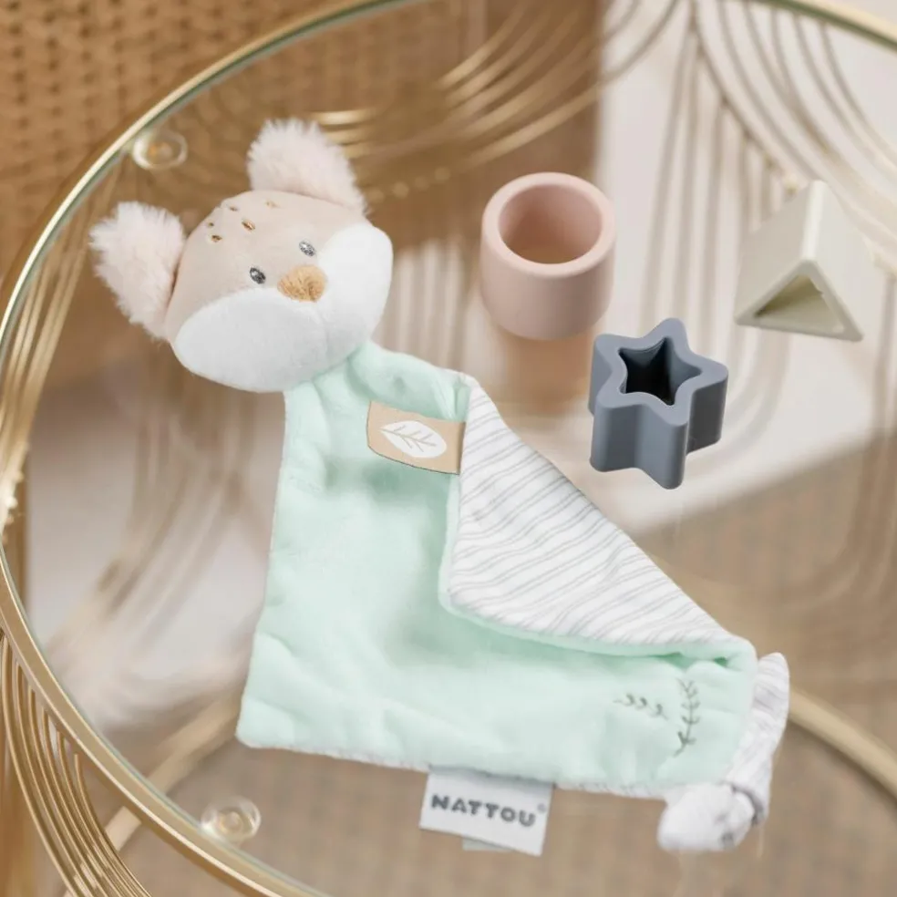 Mini doudou attache sucette Flo le Renard (19 cm)