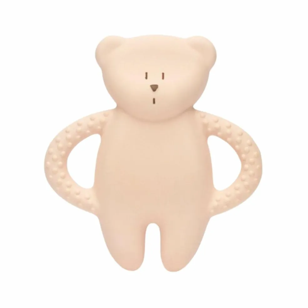 Ourson de dentition en caoutchouc naturel rose