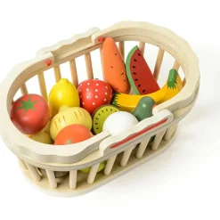 Panier de 13 fruits et légumes en bois