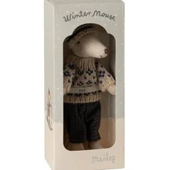 Papa Souris en hiver et sa paire de skis Bleu