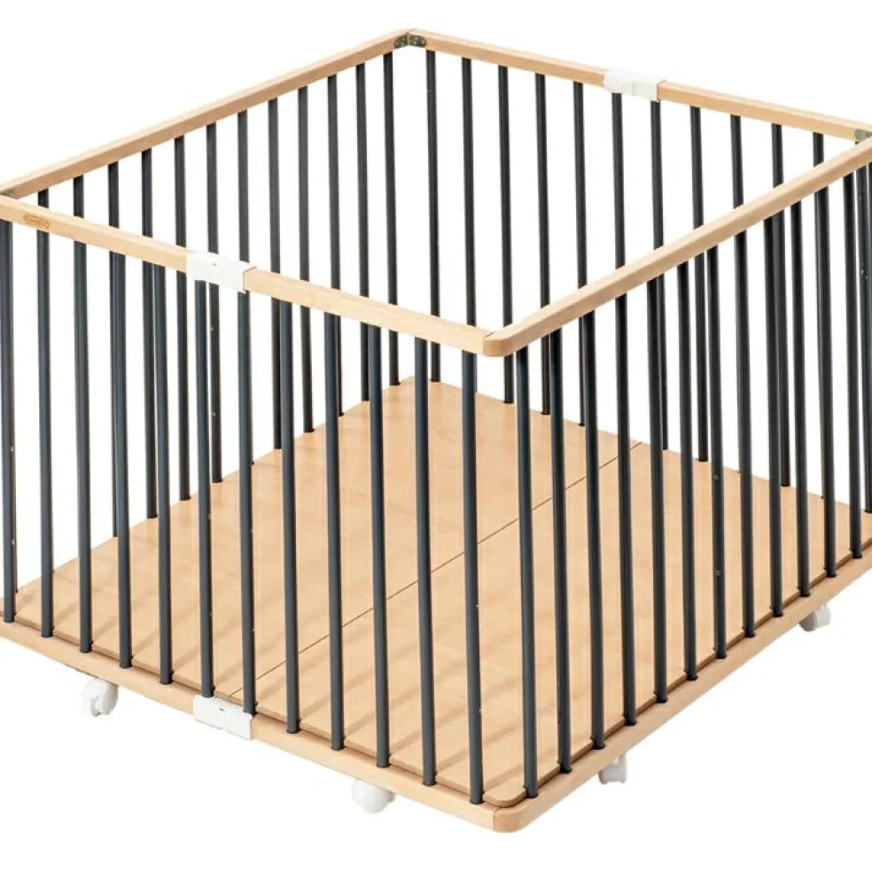 Parc pliant carré en bois Gaby hybride anthracite