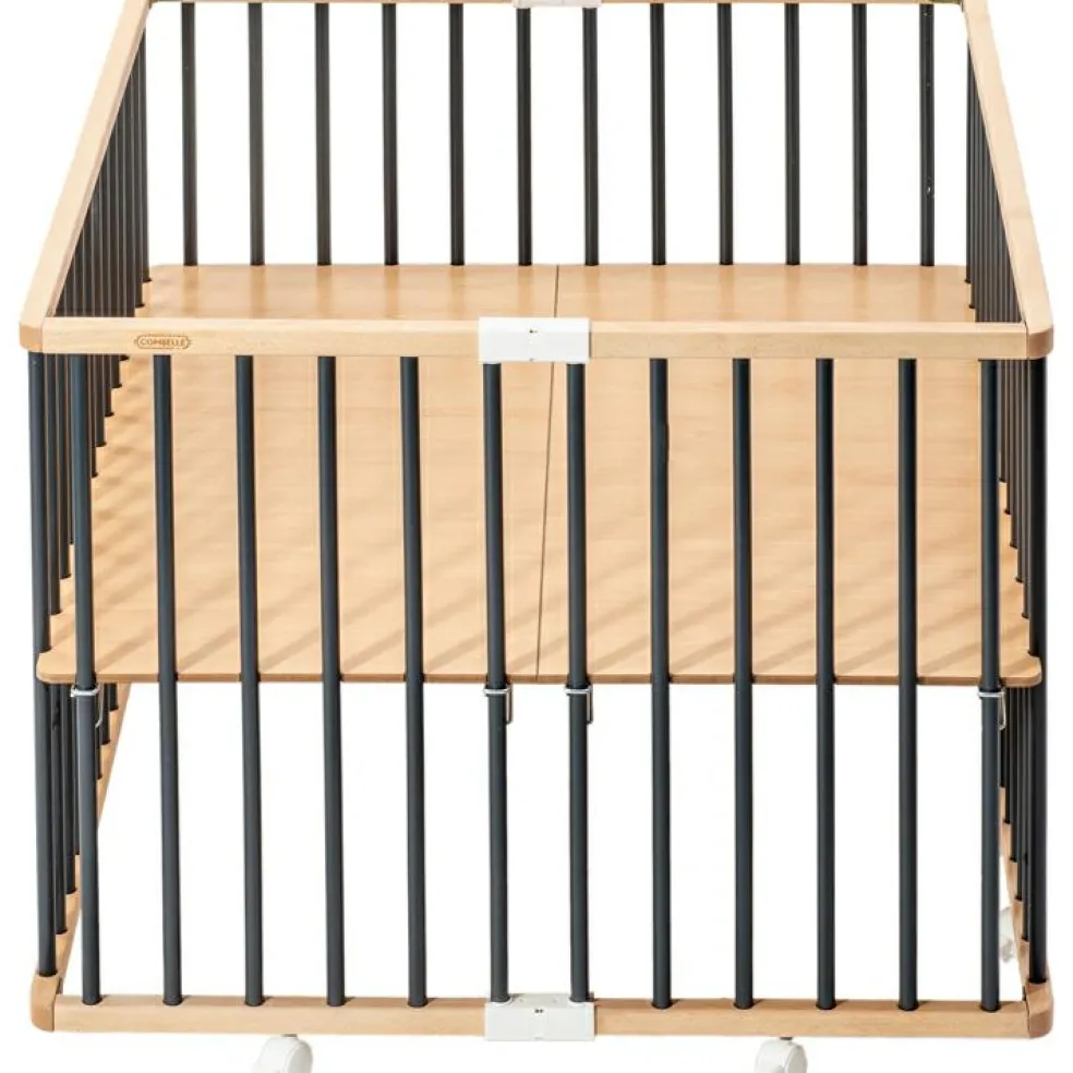 Parc pliant carré en bois Gaby hybride anthracite