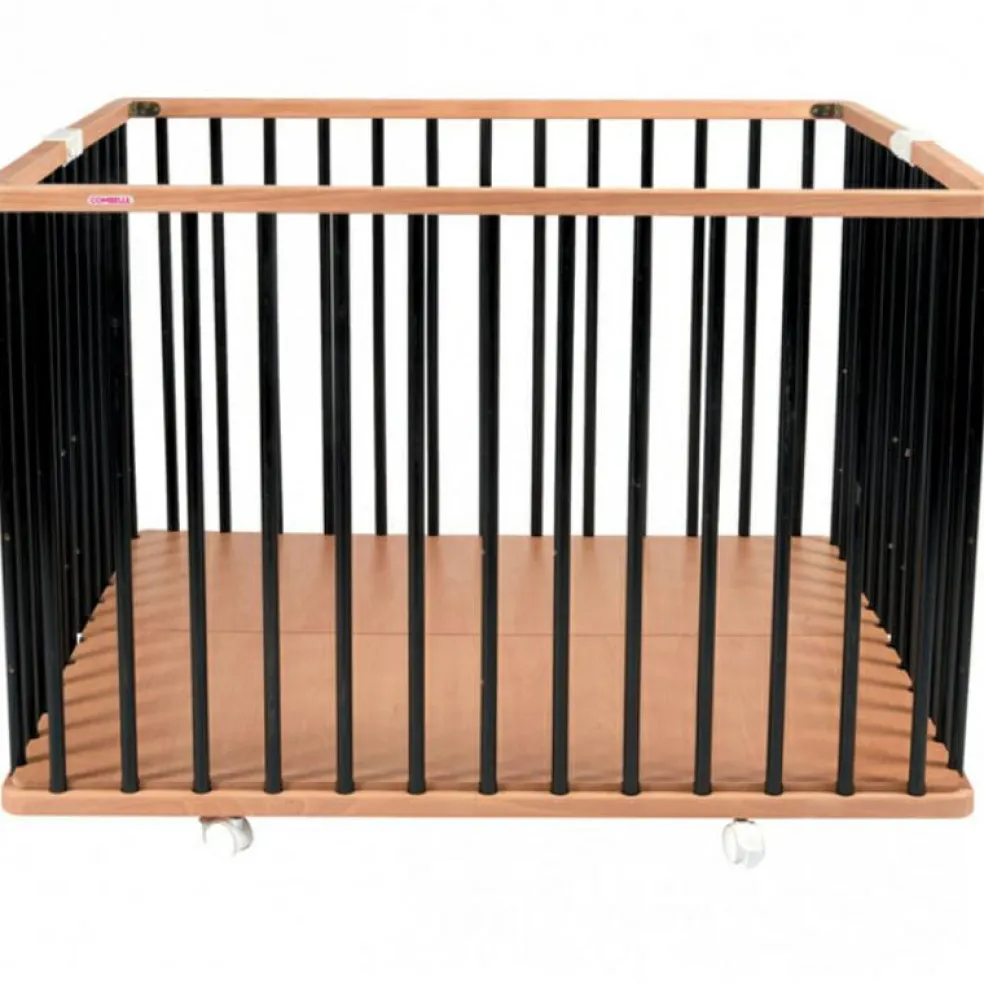 Parc pliant carré en bois Gaby Hybride noir