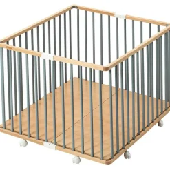 Parc pliant carré en bois Gaby hybride bleu gris