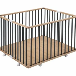 Parc pliant carré Gaby avec plancher réglable et roulettes Hybride kaki