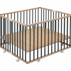 Parc pliant carré Gaby avec plancher réglable et roulettes Hybride kaki