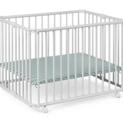 Parc pliant Lucilee + blanc avec fond vert d'eau (76 x 97 cm)