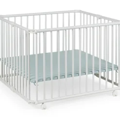 Parc pliant Lucilee + blanc avec fond vert d'eau (90 x 97 cm)