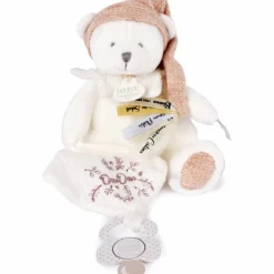 Peluche attache-sucette Ours Pantin Rose (20 cm)