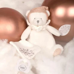 Peluche attache-sucette Ours Pantin Rose (20 cm)