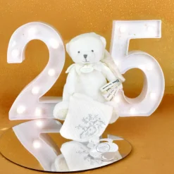 Peluche attache-sucette Ours Pantin Argent (20 cm)