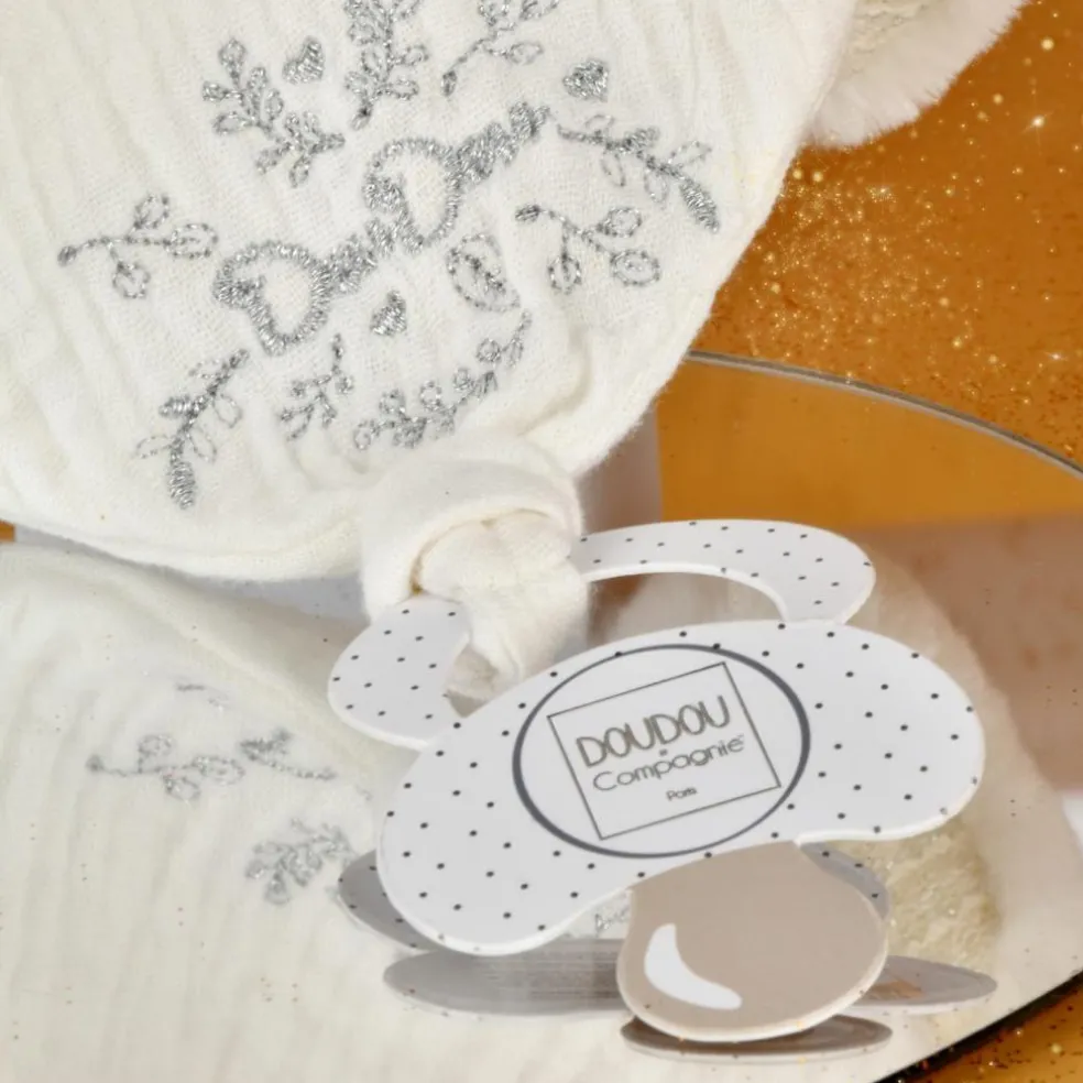 Peluche attache-sucette Ours Pantin Argent (20 cm)