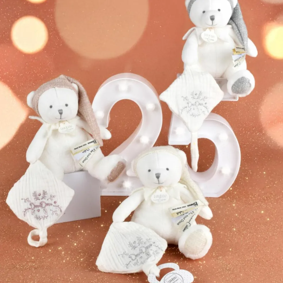 Peluche attache-sucette Ours Pantin Argent (20 cm)