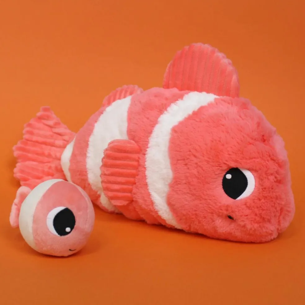 Peluche Bigou maman et bébé Les Ptipotos Corail (38 cm)