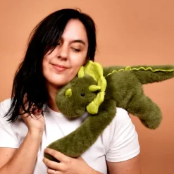 Peluche dinosaure vert lesté PODCOLL (40 cm)