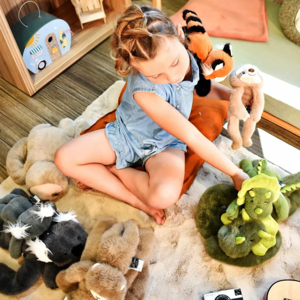 Peluche dinosaure vert lesté PODCOLL (40 cm)