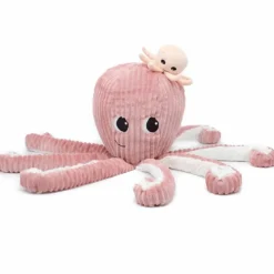 Peluche Filou la pieuvre maman et bébé Les Ptipotos rose