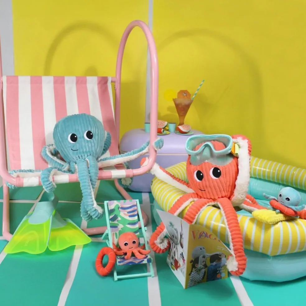 Peluche Filou maman et bébé Les Ptipotos Aqua (50 cm)