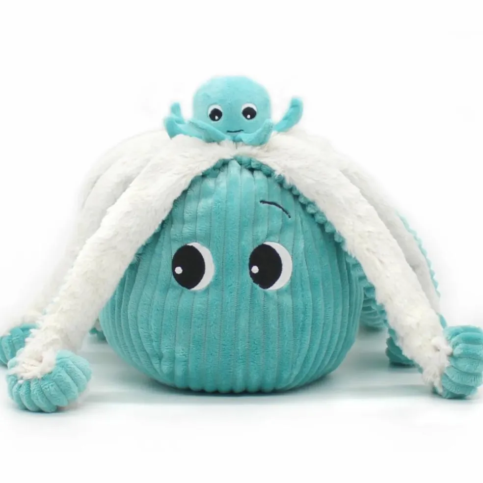 Peluche Filou maman et bébé Les Ptipotos Aqua (50 cm)