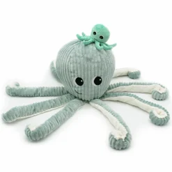 Peluche géante Filou la pieuvre et son bébé menthe (45 cm)