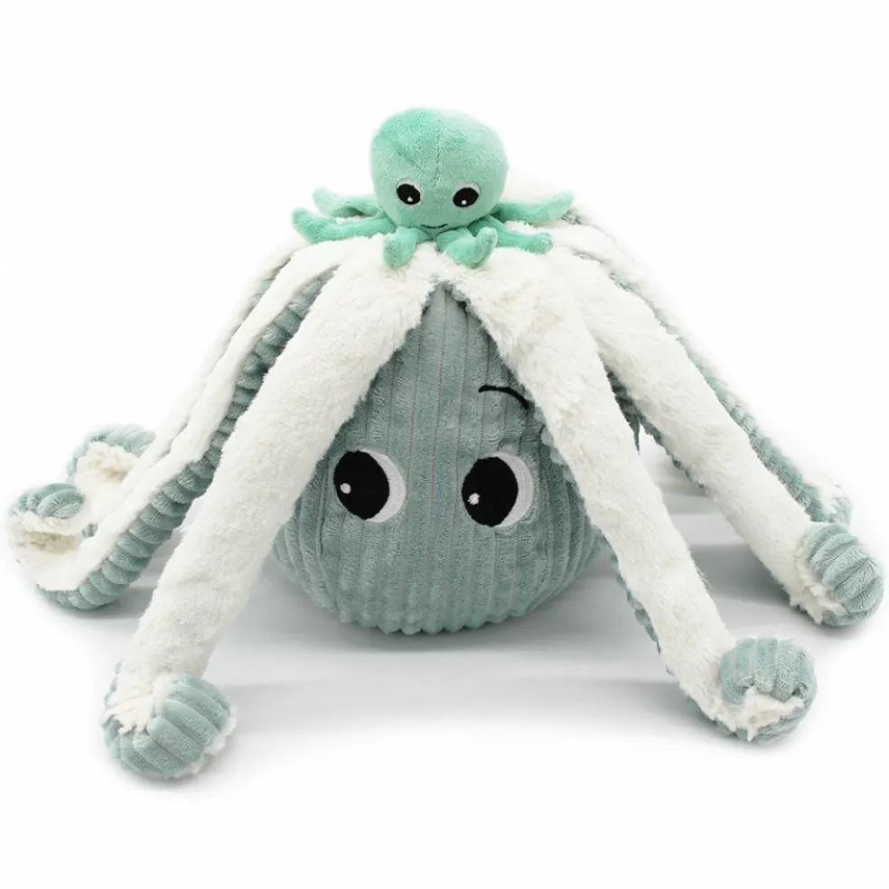 Peluche géante Filou la pieuvre et son bébé menthe (45 cm)
