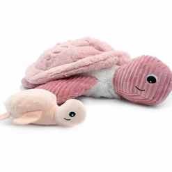Peluche géante Les Ptipotos Sauvenou maman-bébé tortue rose (49 cm)