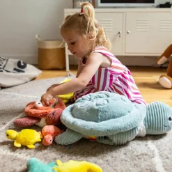 Peluche géante Les Ptipotos Sauvenou maman-bébé tortue menthe (49 cm)