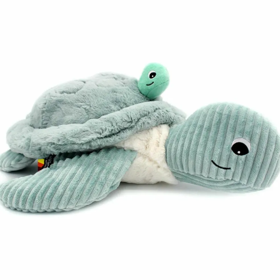 Peluche géante Les Ptipotos Sauvenou maman-bébé tortue menthe (49 cm)