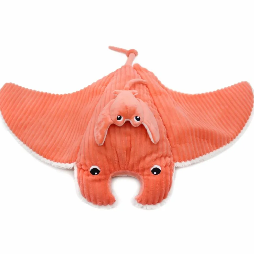 Peluche géante Mantalou la raie manta et son bébé Corail (67 cm)