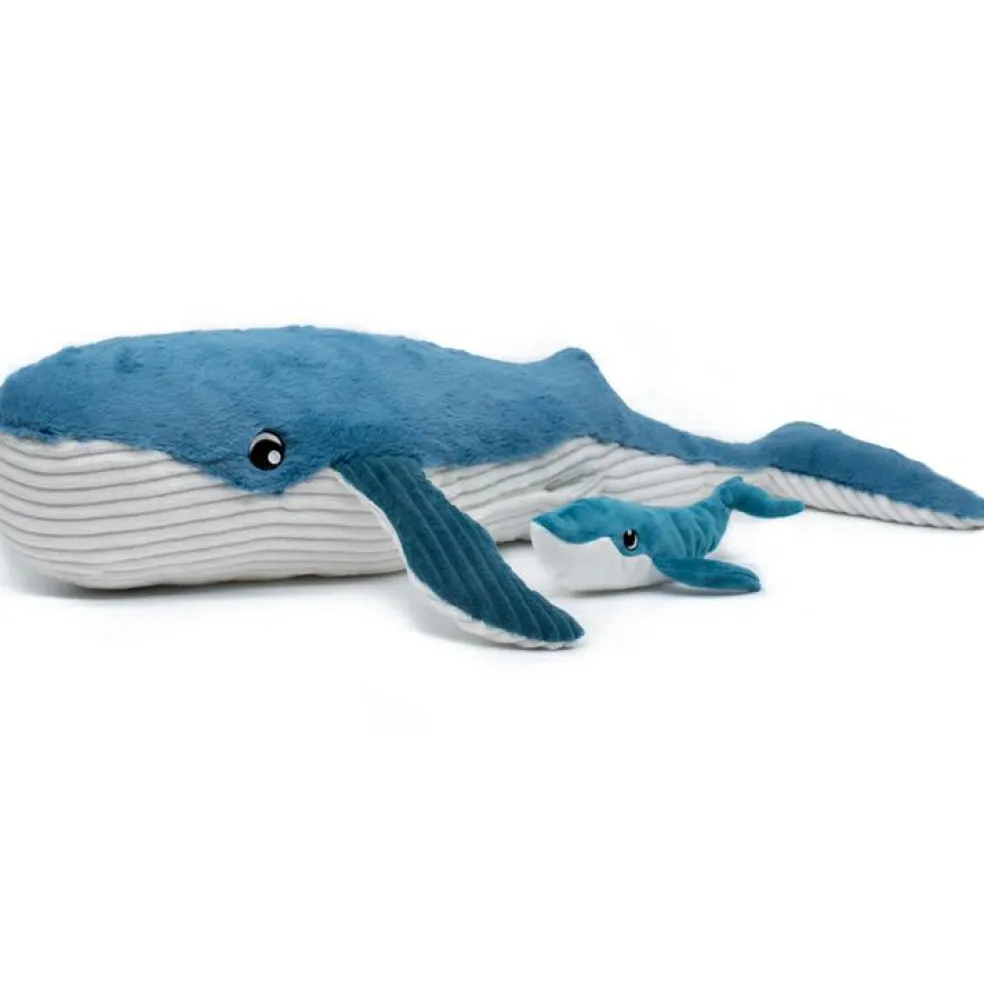 Peluche Gravillou baleine maman et bébé Les Ptipotos bleu