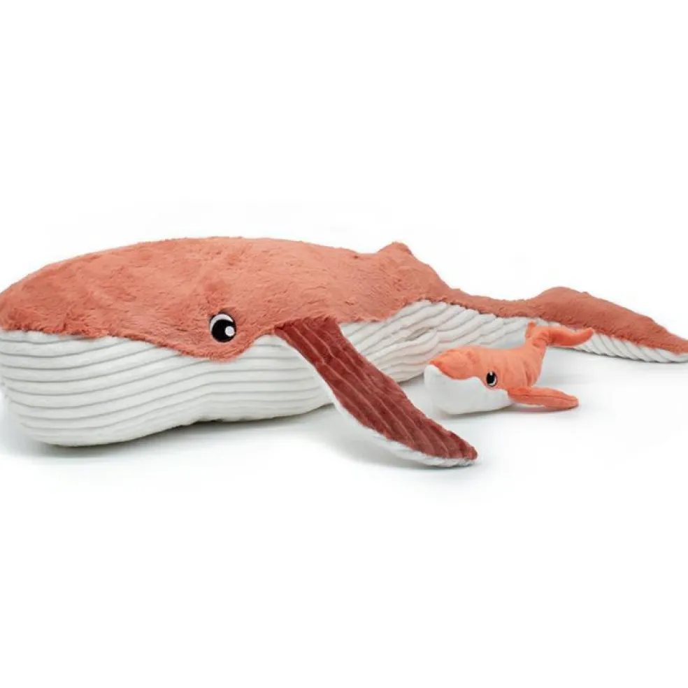 Peluche Gravillou baleine maman et bébé Les Ptipotos terracotta