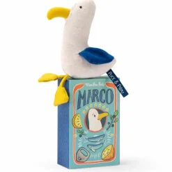 Peluche hochet goéland Marco Puce et Pilou (18 cm)