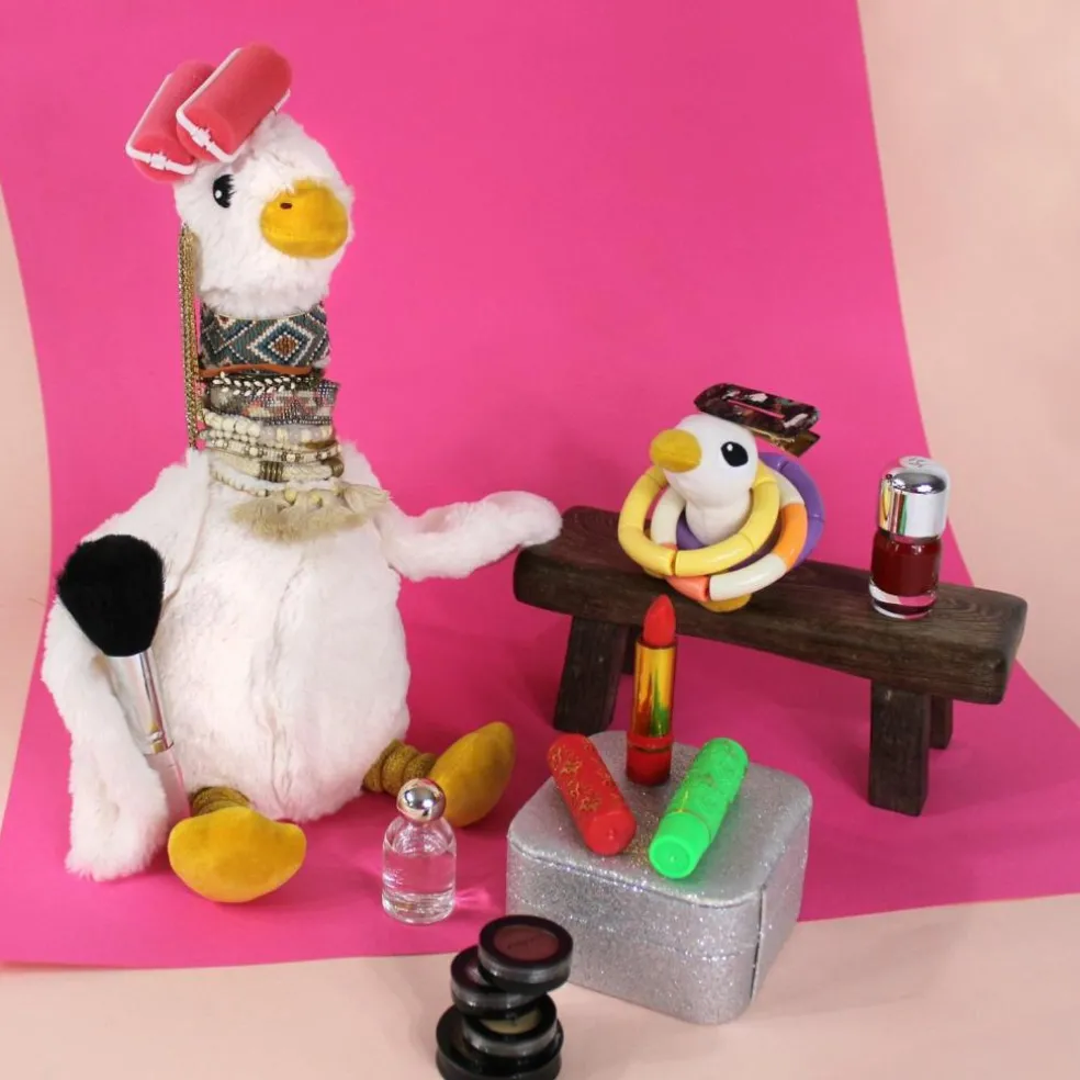 Peluche Jébongou maman et bébé Les Ptipotos Blanc (36 cm)