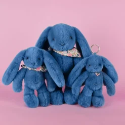 Peluche Lapin Fleurette Bleu (25 cm)