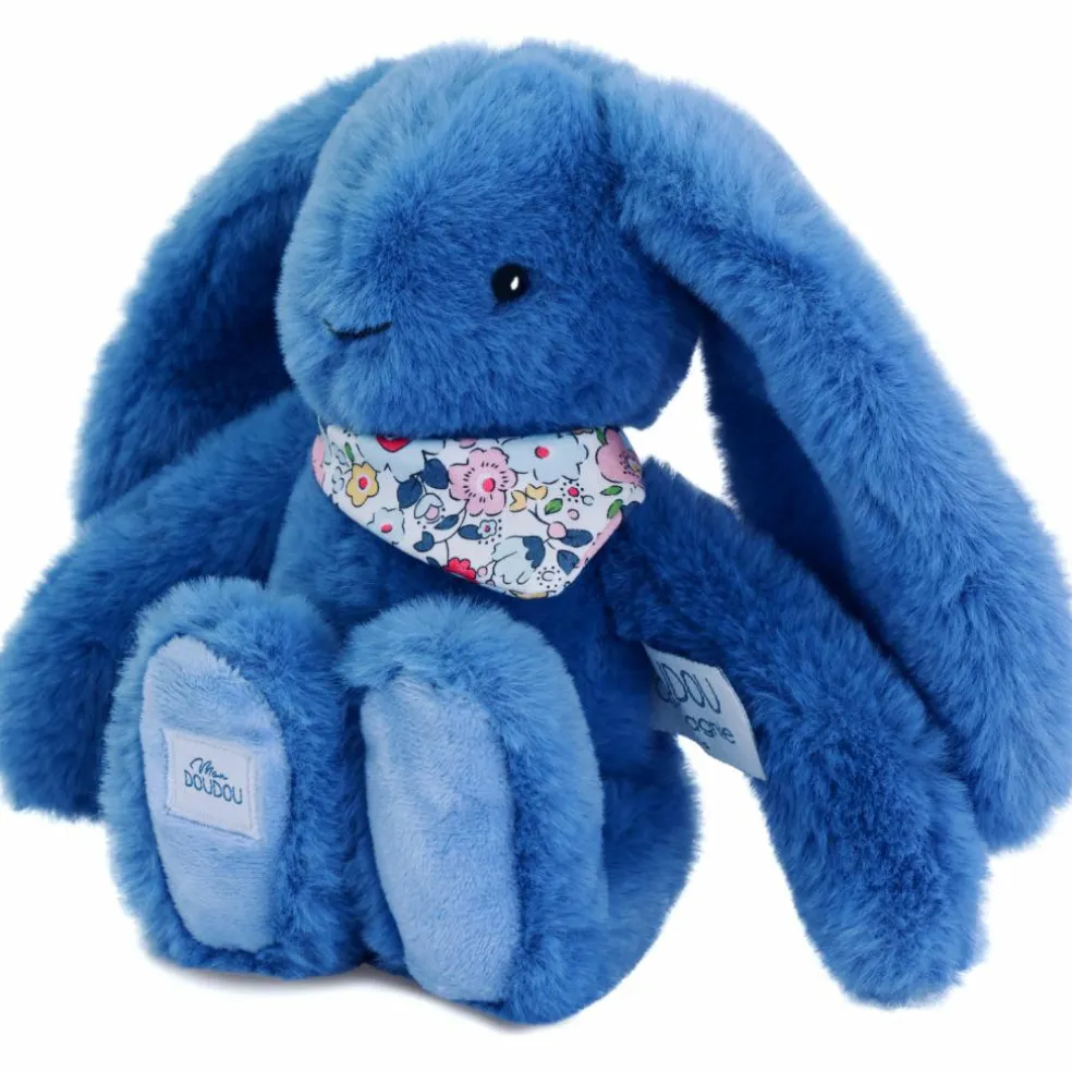 Peluche Lapin Fleurette Bleu (25 cm)