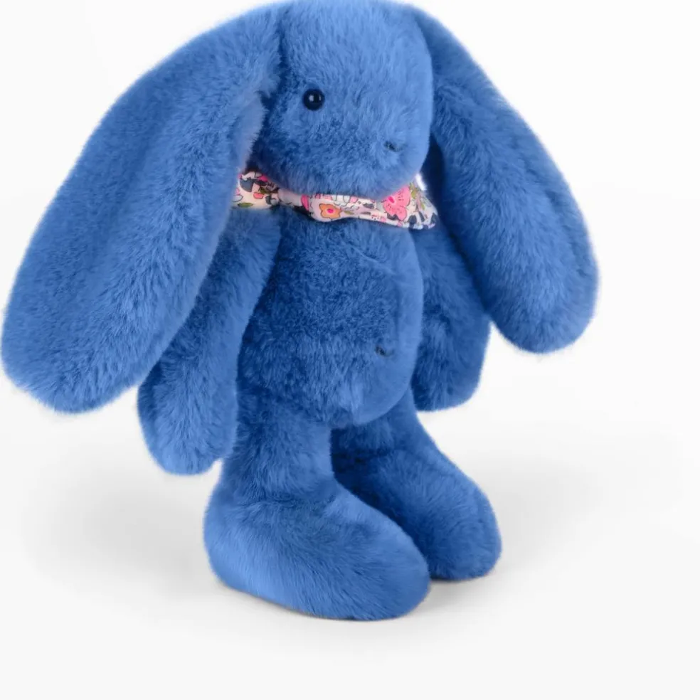 Peluche Lapin Fleurette Bleu (25 cm)