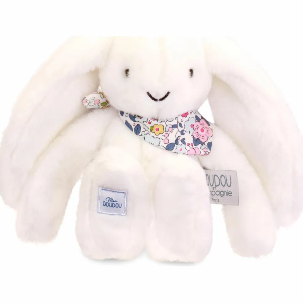 Peluche Lapin Fleurette Blanc (25 cm)