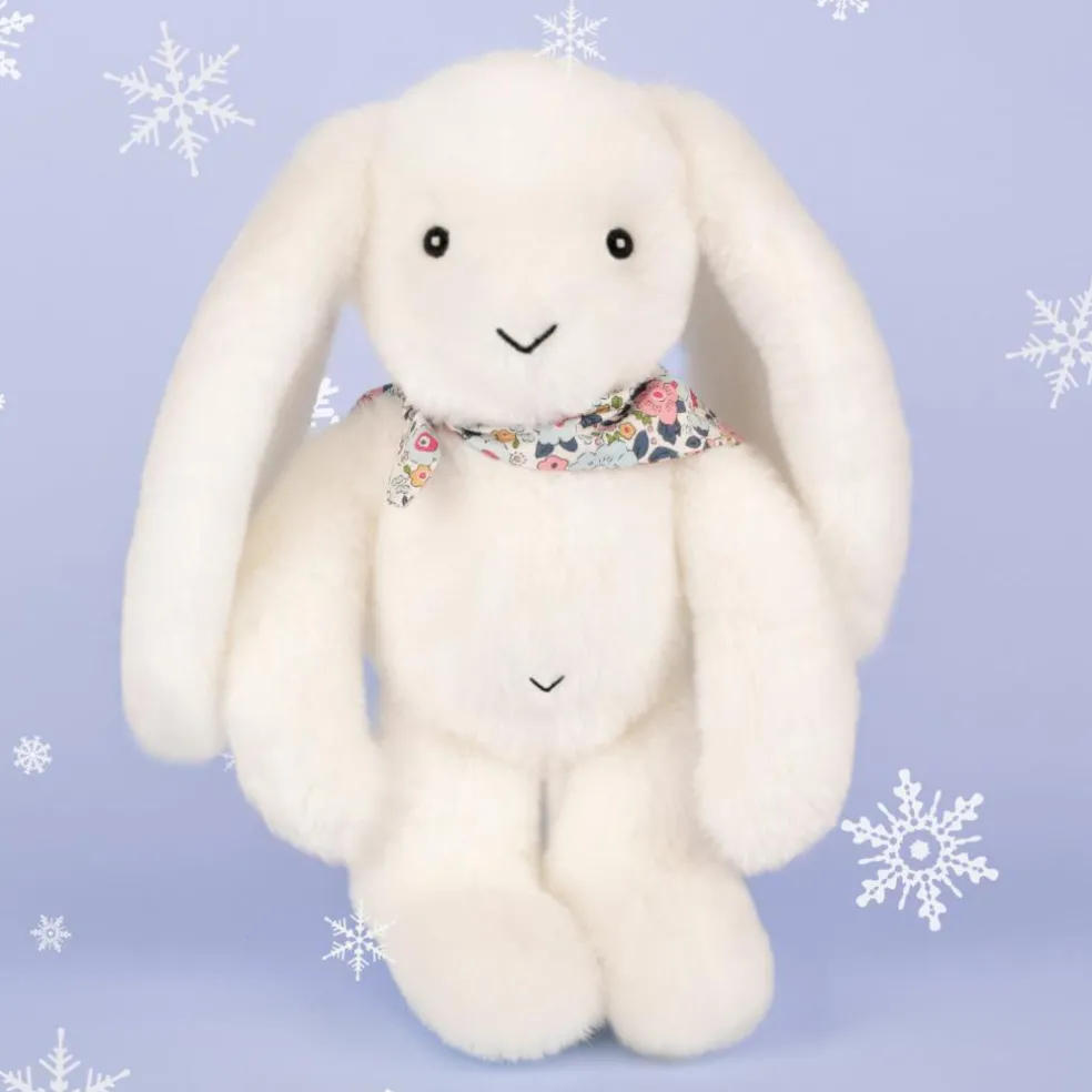 Peluche Lapin Fleurette Blanc (25 cm)