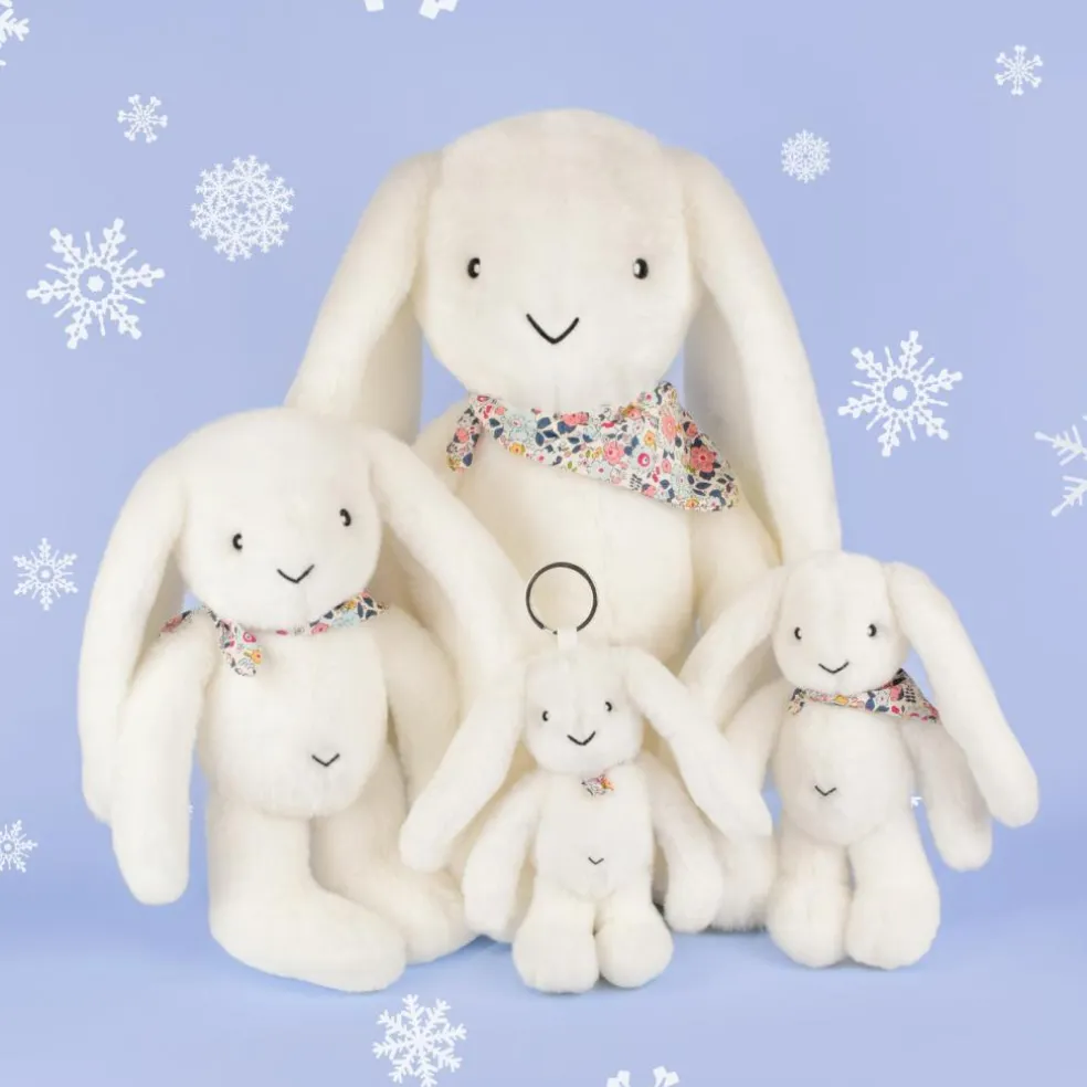 Peluche Lapin Fleurette Blanc (25 cm)