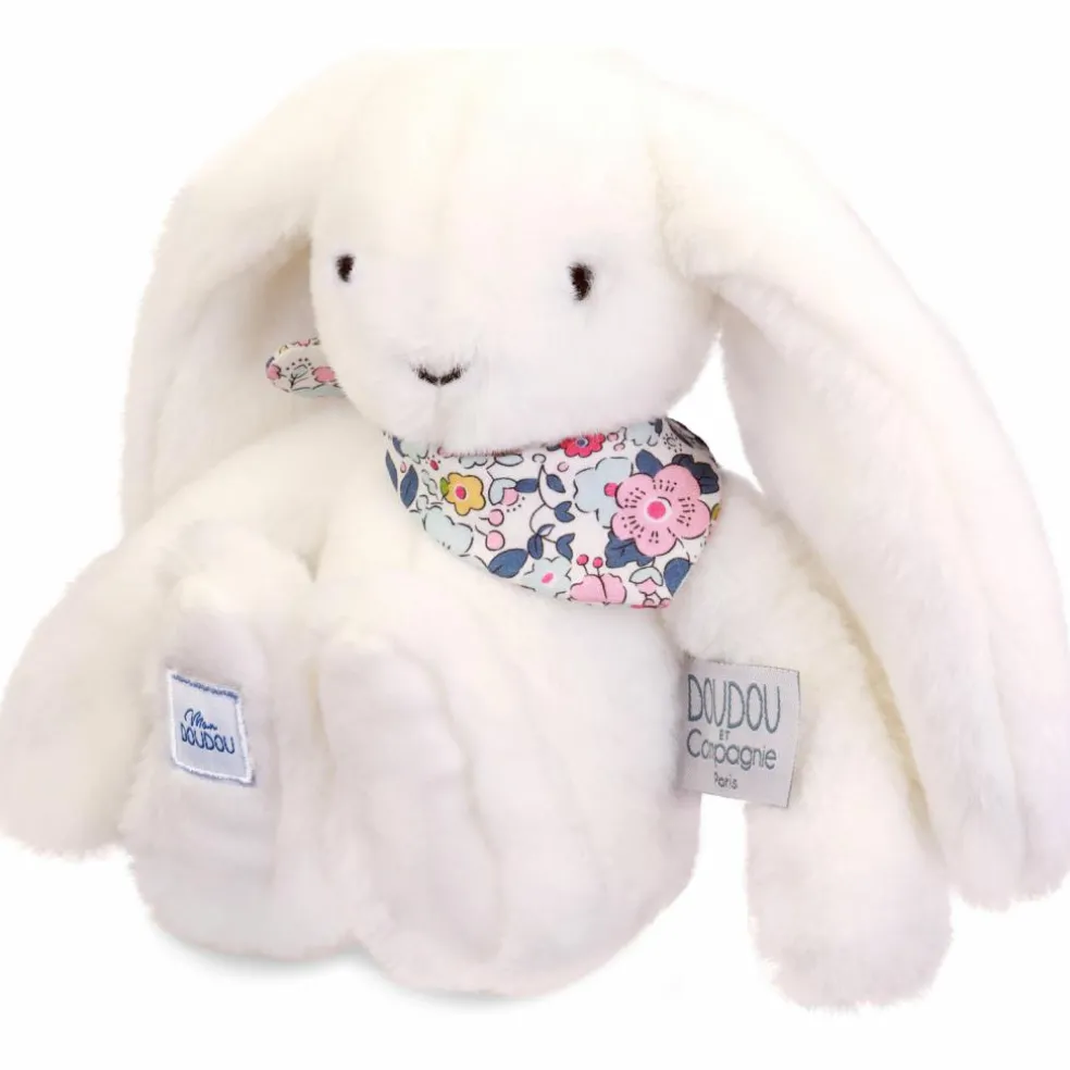 Peluche Lapin Fleurette Blanc (25 cm)