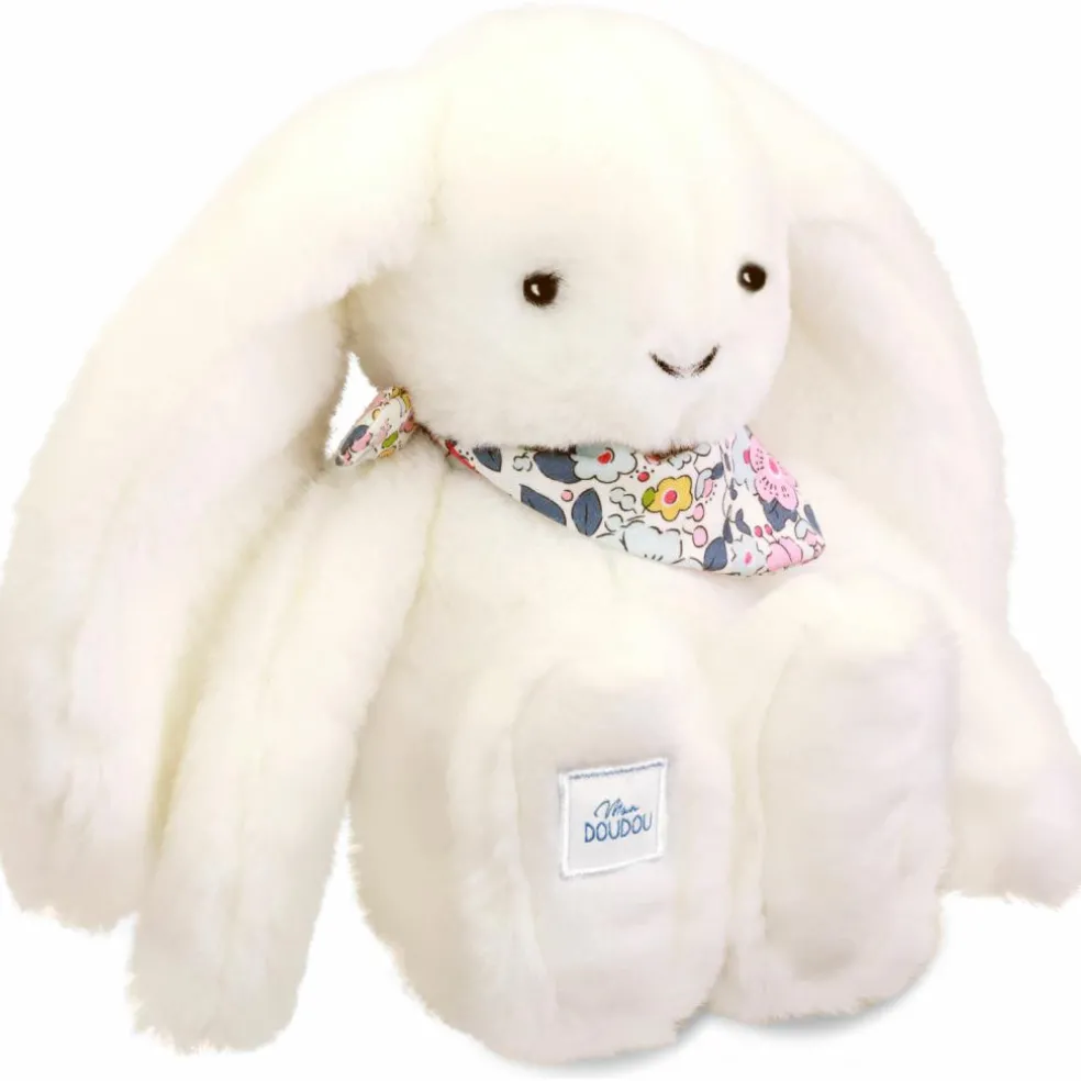 Peluche Lapin Fleurette Blanc (25 cm)