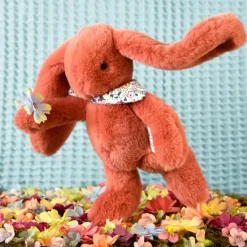 Peluche Lapin Fleurette Terracotta (25 cm)