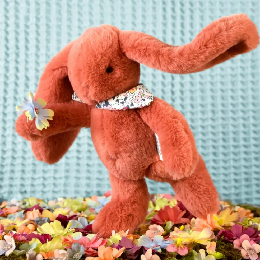 Peluche Lapin Fleurette Terracotta (25 cm)