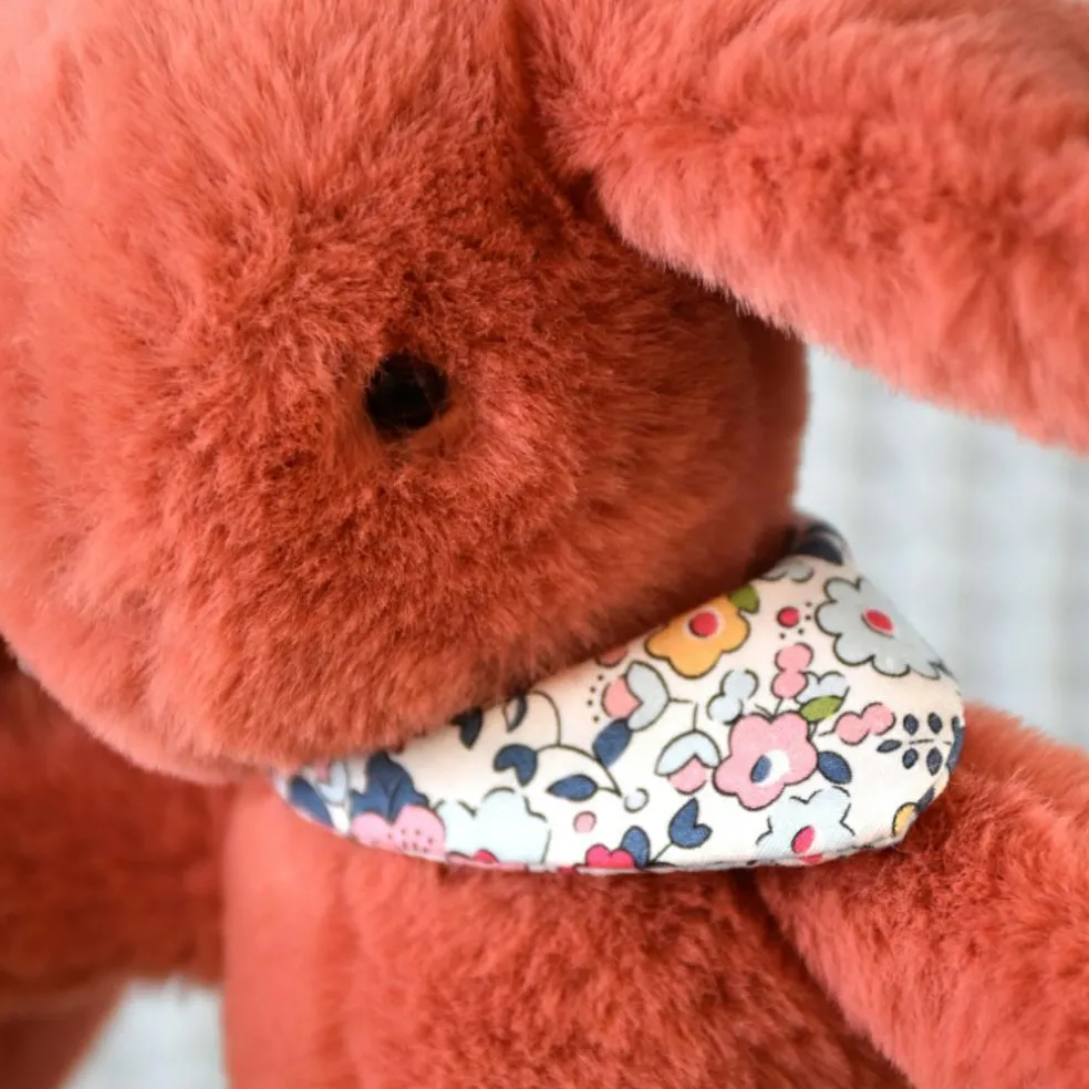Peluche Lapin Fleurette Terracotta (25 cm)