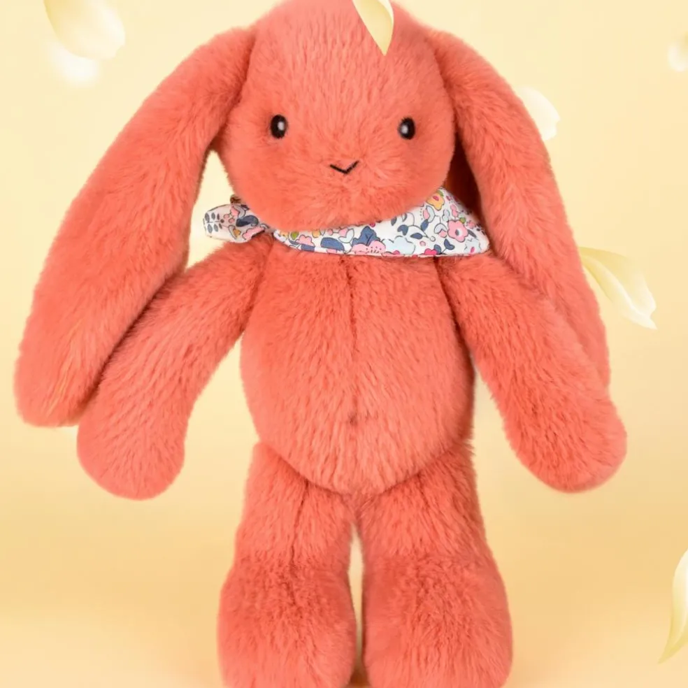 Peluche Lapin Fleurette Terracotta (25 cm)