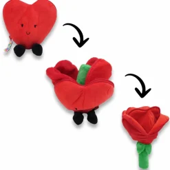 Peluche Les Flipetz Cœur et Fleur Rouge Coquelicot
