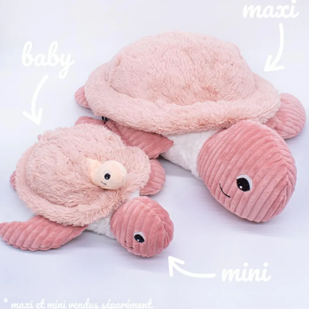 Peluche Les Ptipotos Sauvenou maman et bébé tortue rose (29 cm)
