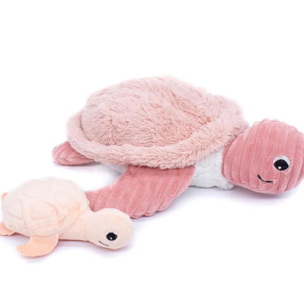 Peluche Les Ptipotos Sauvenou maman et bébé tortue rose (29 cm)